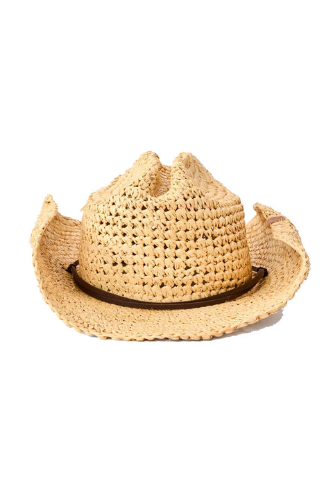 Rip Curl Crushable Straw Cowgirl Hat - Natural- Front