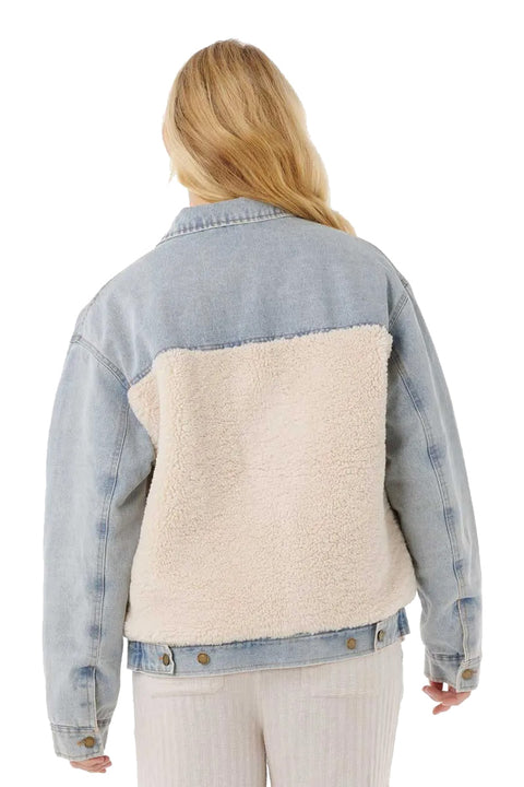 Rip Curl Cruisin Sherpa Denim Jacket - Washed Blue - Back