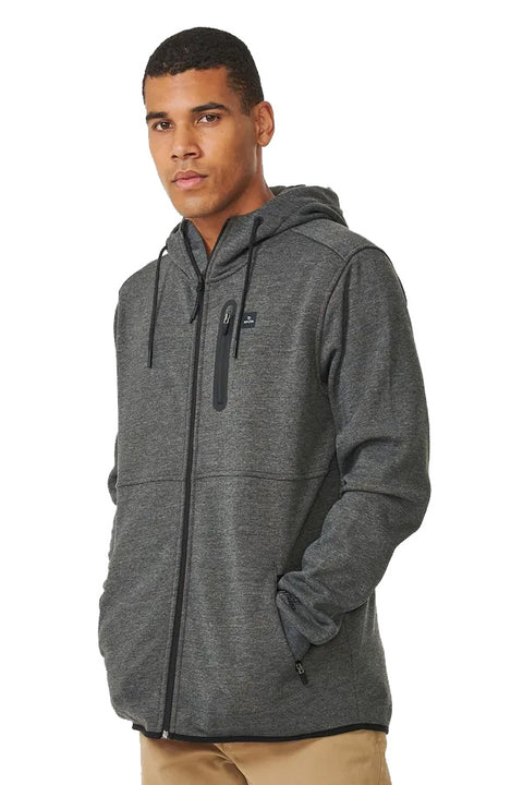 Rip Curl Anti Series Departed Zip Through Fleece - Charcoal Marle- Side