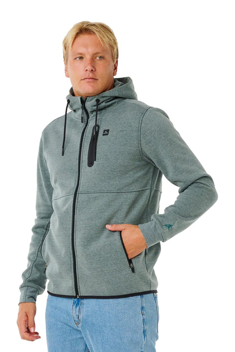 Rip Curl Departed Anti Series Zip Thru Fleece - Moss- Side