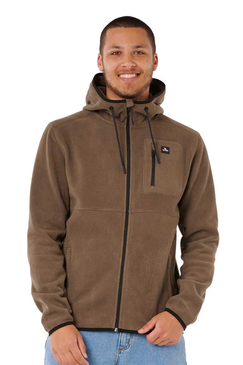 Rip Curl Departed Polar Fleece Zip Thru Jacket - Rock- Front