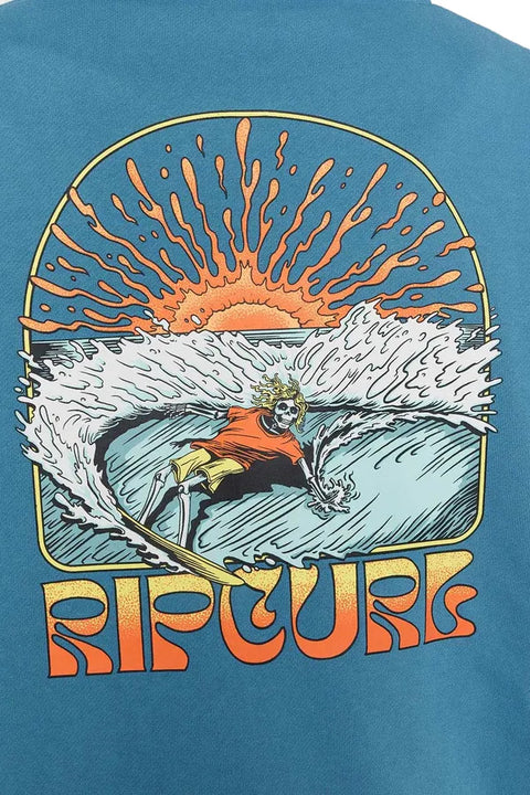 Rip Curl Grateful Shred Zip Hoodie - Storm Blue - Closeup On Back Logo