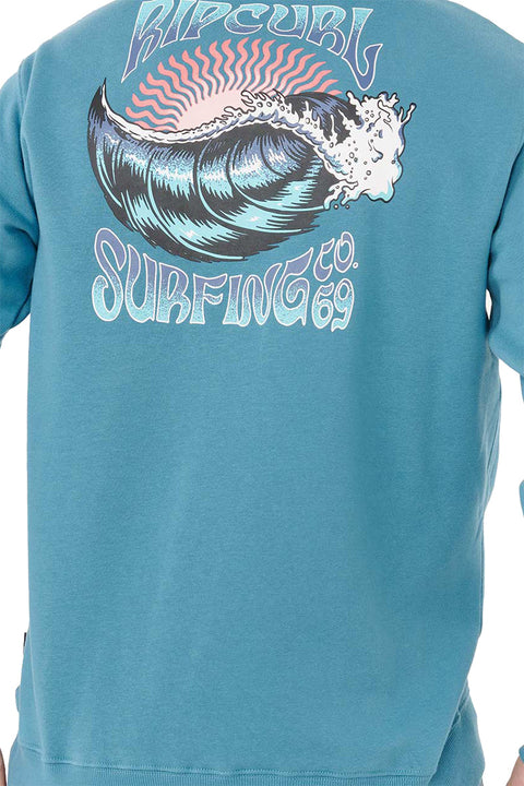 Rip Curl Hays And Razed Hoodie - Storm Blue - Back Closeup