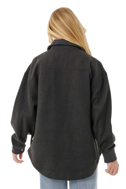 Rip Curl High Tide Fleece Shacket - Washed Black- Back
