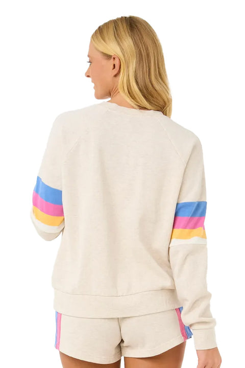 Rip Curl Las Dalias Raglan Crew - Oatmeal Marle- Back