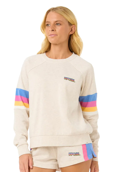 Rip Curl Las Dalias Raglan Crew - Oatmeal Marle- Front