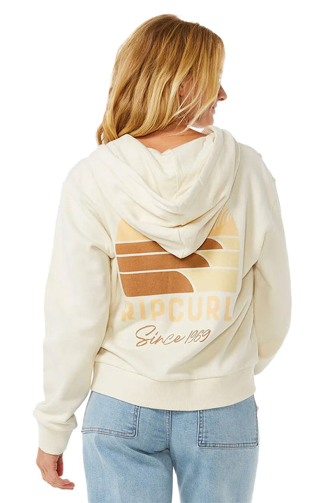 Rip Curl Line Up Relaxed Zip Hoodie - Bone - Back