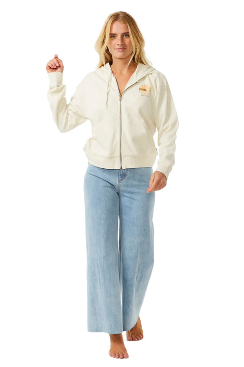 Rip Curl Line Up Relaxed Zip Hoodie - Bone - Full