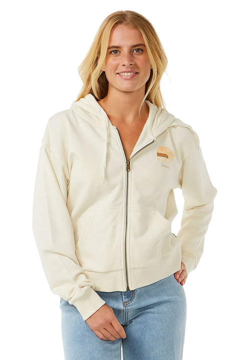 Rip Curl Line Up Relaxed Zip Hoodie - Bone