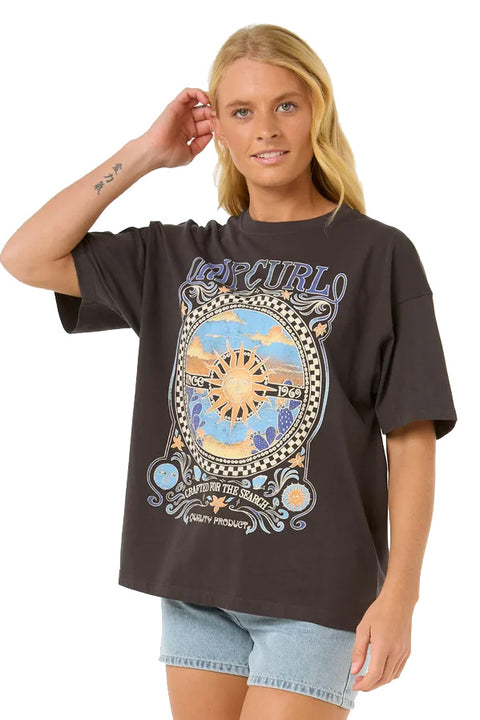 Rip Curl Luna Heritage Tee - Washed Black- Front
