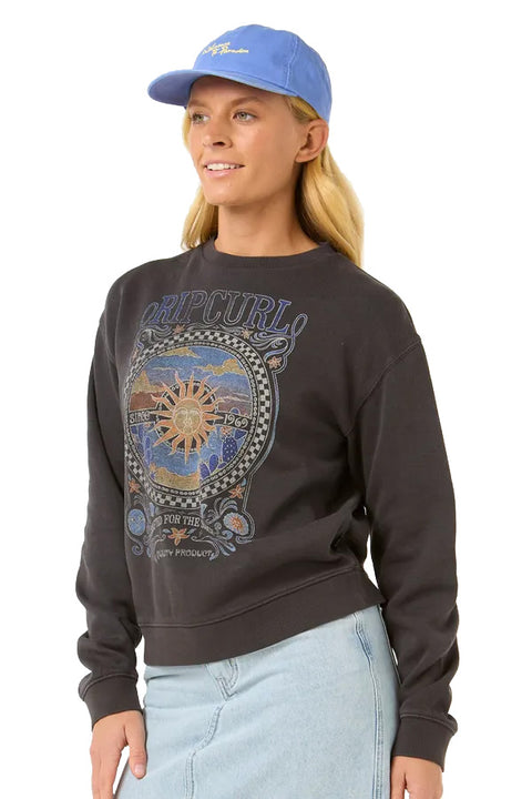 Rip Curl Luna Relaxed Crew - Washed Black- Side