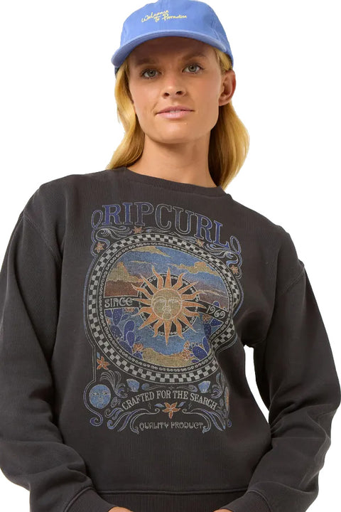Rip Curl Luna Relaxed Crew - Washed Black- Front