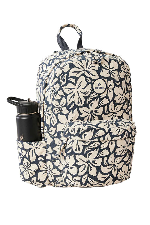 Rip Curl Mixed Canvas 18L Backpack - Navy- Front with water bottle