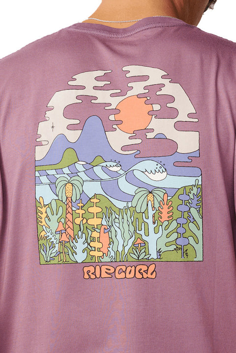 Rip Curl Pacific Rinse Higgins Tee - Dusty Purple- Close up on back logo