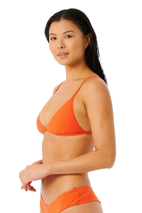 Rip Curl Premium Banded Fixed Tri Bikini Top - Hot Orange - Side