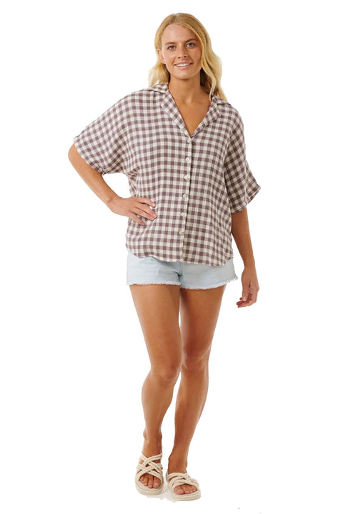 Rip Curl Premium Surf Check Shirt - Eggplant- Front