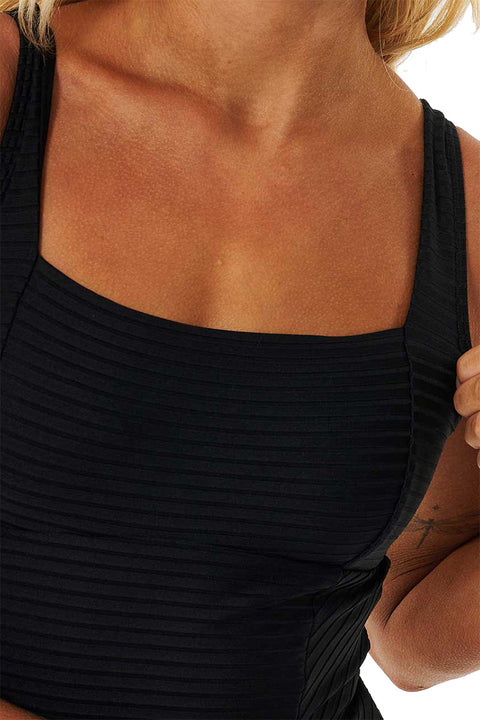 Rip Curl Premium Surf D-DD Full Coverage One Piece Swimsuit - Black - Closeup Chest