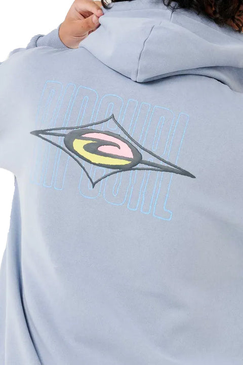 Rip Curl Raw Energy Hoodie - Ice Blue- Close up on back logo