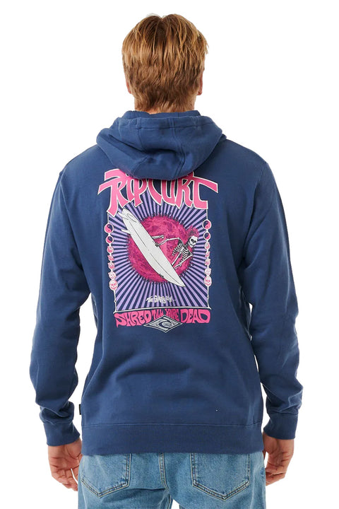 Rip Curl Shred Till Dead Zip Hoodie - Washed Navy- Back