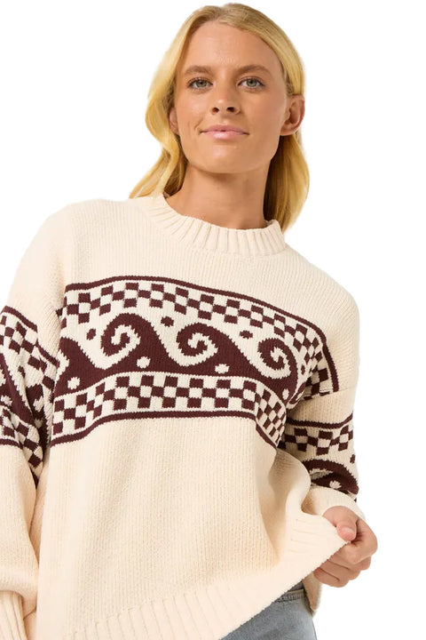 Rip Curl Soleil Knit Crew - Brown / Off White