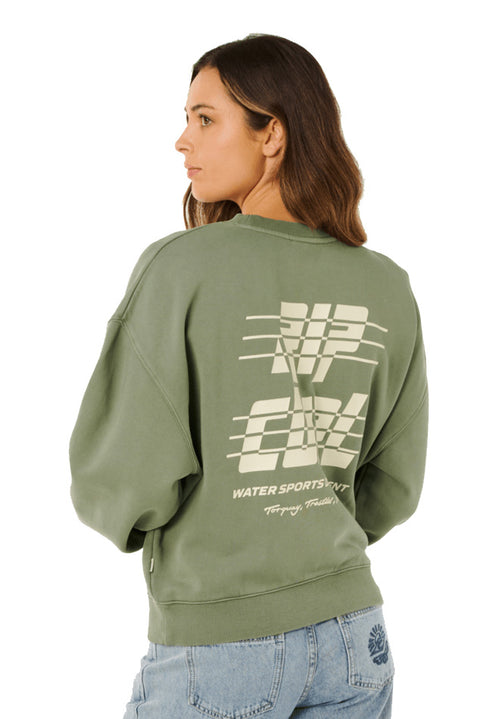 Rip Curl Sports Dept Drop Shoulder Crew - Washed Green- Back