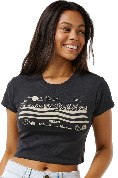 Rip Curl Summer Solstice Baby Tee - Washed Black- Front view
