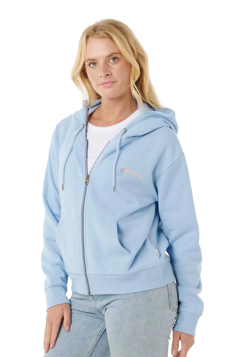 Rip Curl Summer Zip Thru Hoodie - Mid Blue - Side