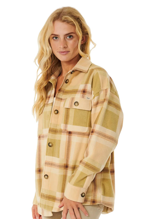 Rip Curl Sun Club Flannel Shirt - Khaki - Side
