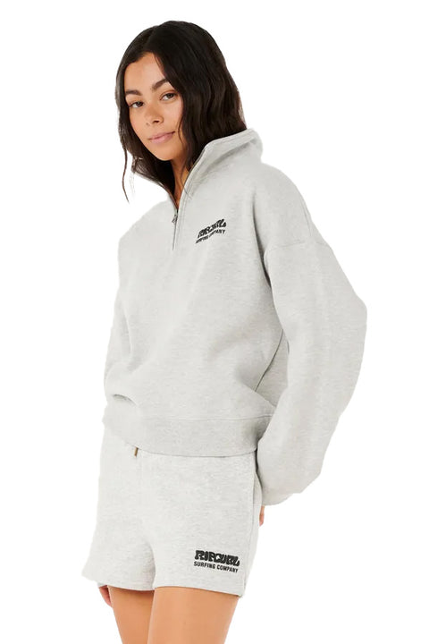 Rip Curl Surf Puff 1/4 Zip Sweatshirt- Grey Marle- Side