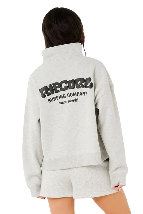 Rip Curl Surf Puff 1/4 Zip Sweatshirt- Grey Marle- Back