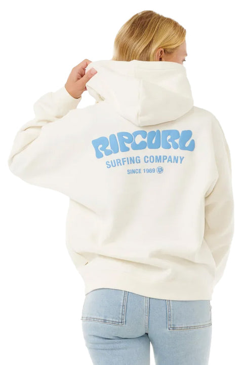 Rip Curl Surf Puff Heritage Hoody - Bone / Bright Blue- Back