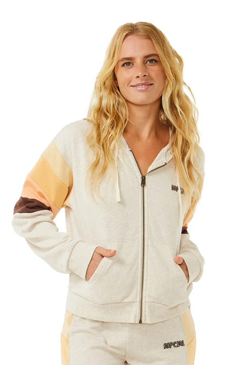 Rip Curl Surf Revival Zip Through Hoodie - Oatmeal Marle