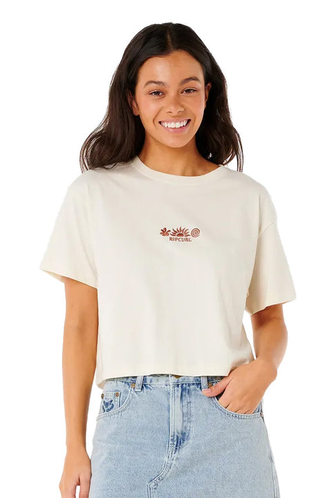 Rip Curl Tokens Crop Tee - Bone- Front
