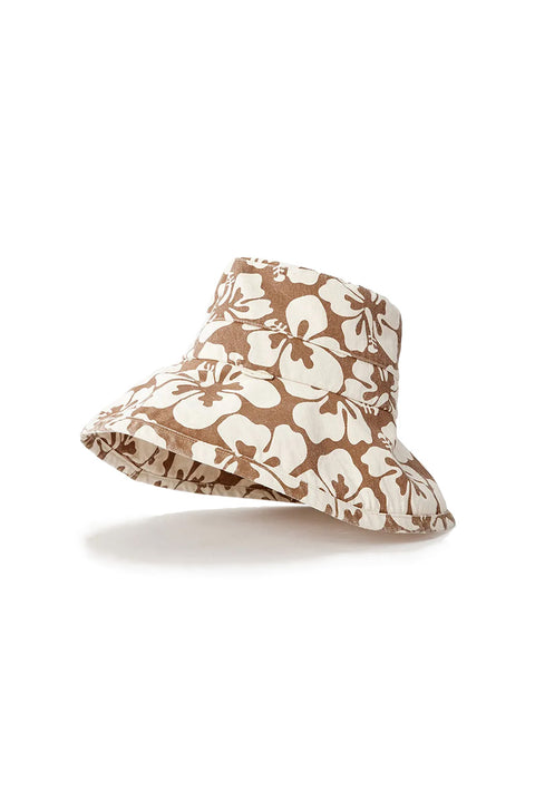 Rip Curl Tres Cool UPF Sun Hat - Brown / Off White- Front with side lifted a little
