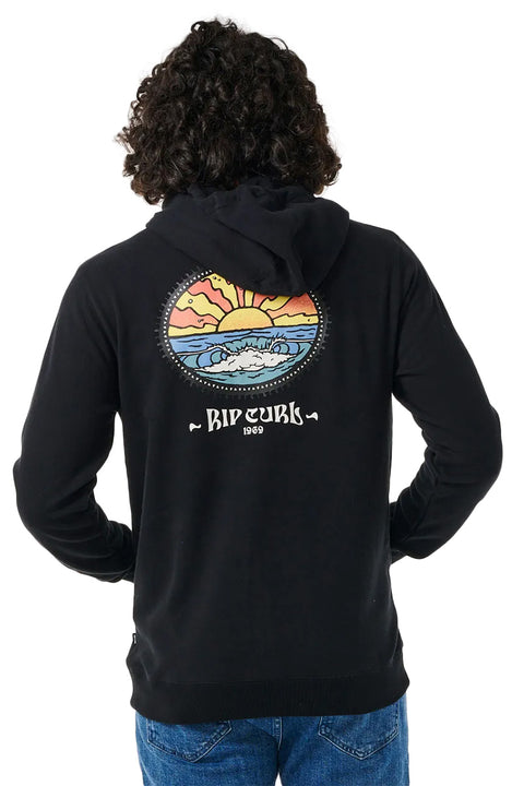 Rip Curl Tubed And Hazed Zip Through Hoodie - Black- Back