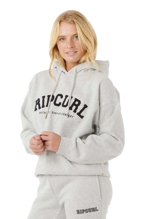 Rip Curl Varsity Hoodie - Grey Marle / Black- Side