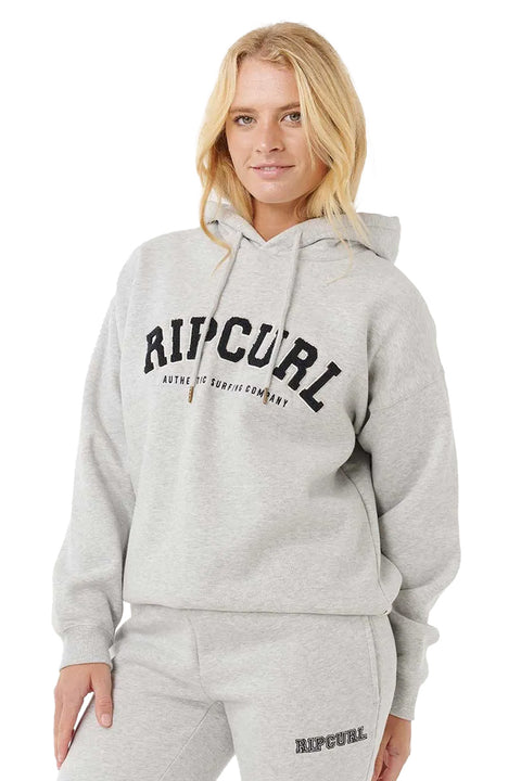 Rip Curl Varsity Hoodie - Grey Marle / Black- Front