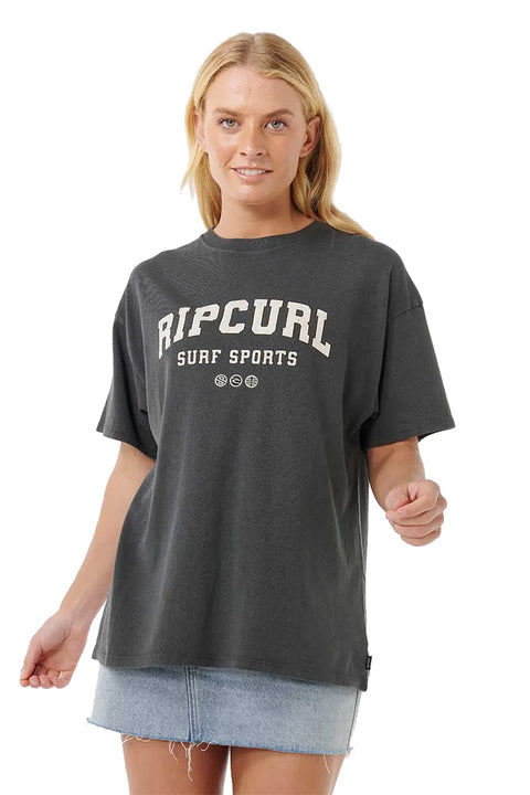 Rip Curl Varsity Sports Heritage Tee - Washed Black