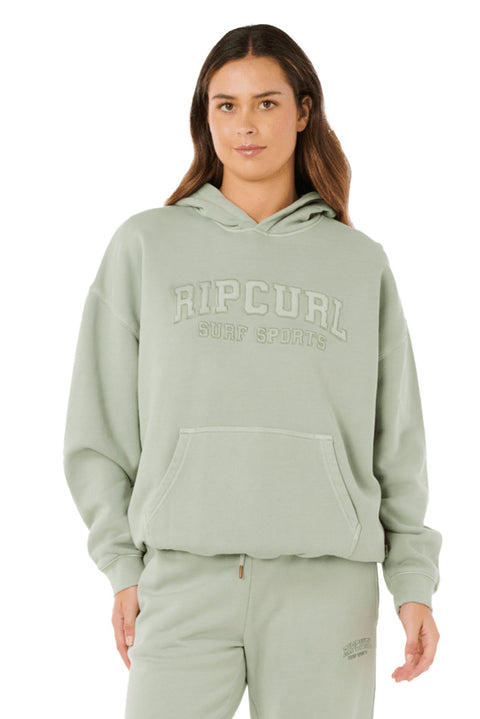 Rip Curl Varsity Sports Oversized Hoodie - Aqua Grey- Front