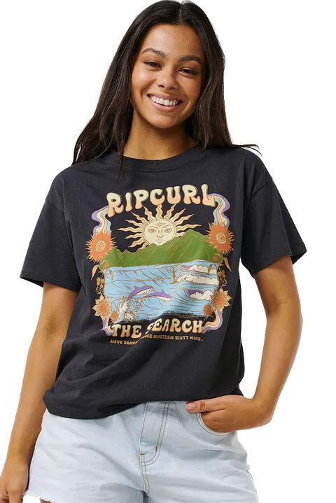 Rip Curl Wave Dancer Relaxed Tee - Washed Black- Front