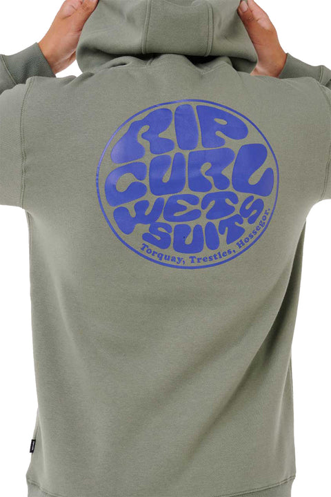 Rip Curl Wetsuit Icon Hoodie - Cactus Green- Close up on back logo