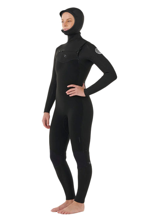Rip Curl Women's Dawn Patrol 5/4 Chest Zip Hooded Wetsuit - Side