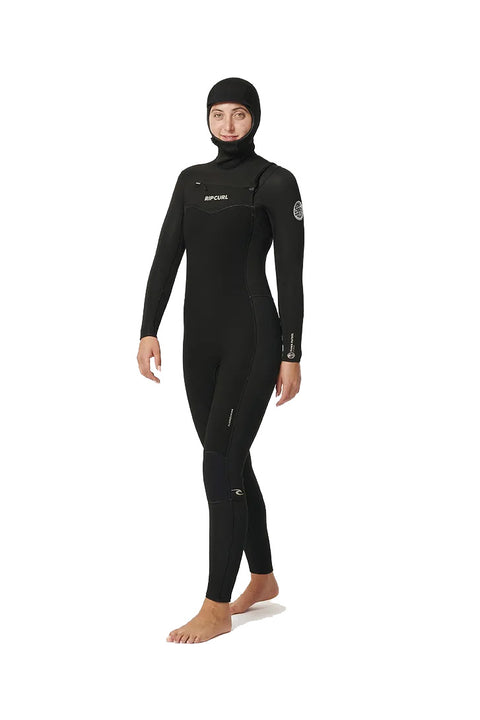 Rip Curl Women's Dawn Patrol 5/4 Chest Zip Hooded Wetsuit- Side