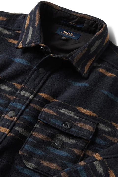 Roark Revival Andes Long Sleeve Flannel - Dark Navy Sosho - Collar
