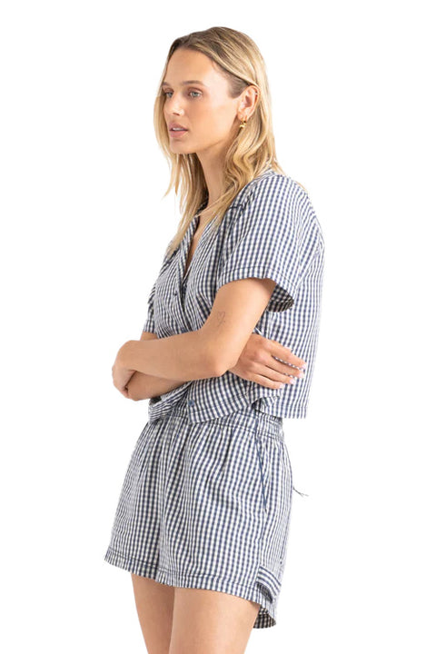 Roark Camp Short Sleeve Button Up Shirt - Indigo- Side