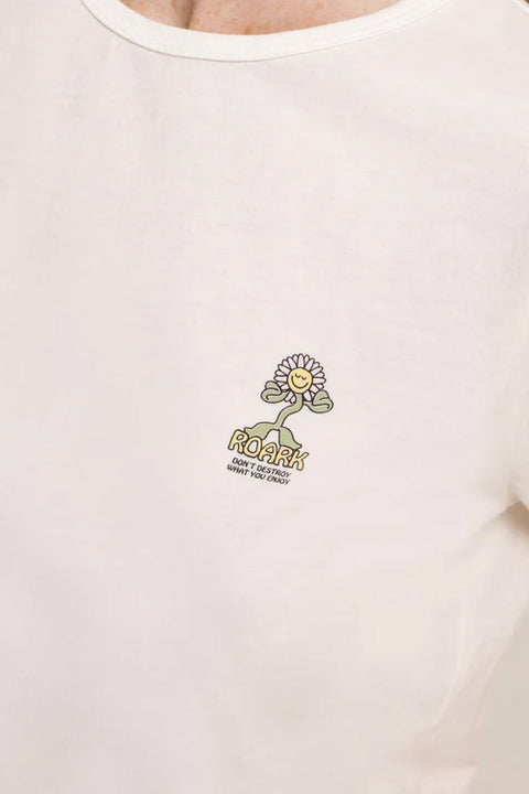 Roark Enjoy Everyday Premium Tee - Coconut - Front Closeup