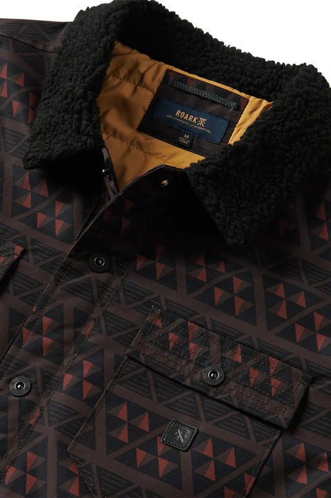 Roark Revival Hebrides Weatherproof Jacket - Wagara Coffee - Closeup Collar