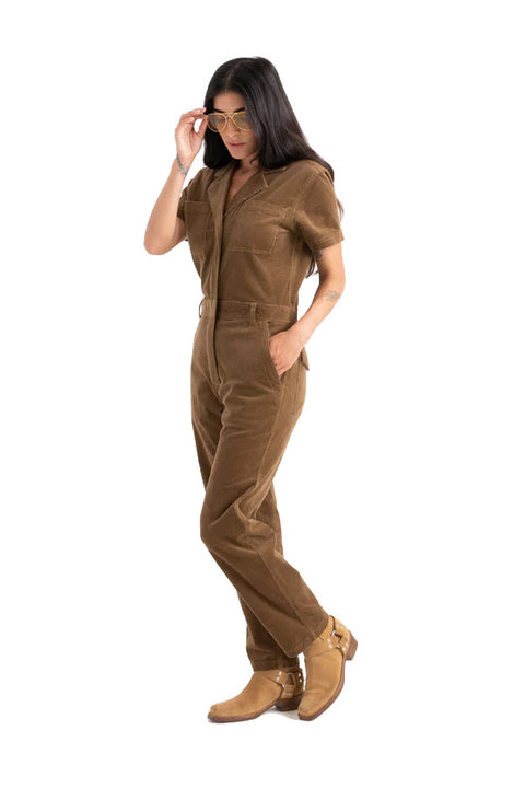 Roark Layover Cord Jumpsuit - Otter - Side
