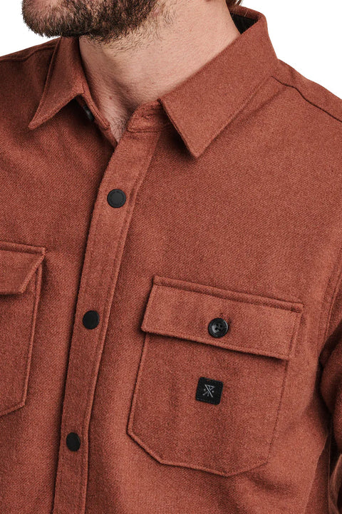 Roark Revival Nordsman Flannel - Red Wine - Closeup