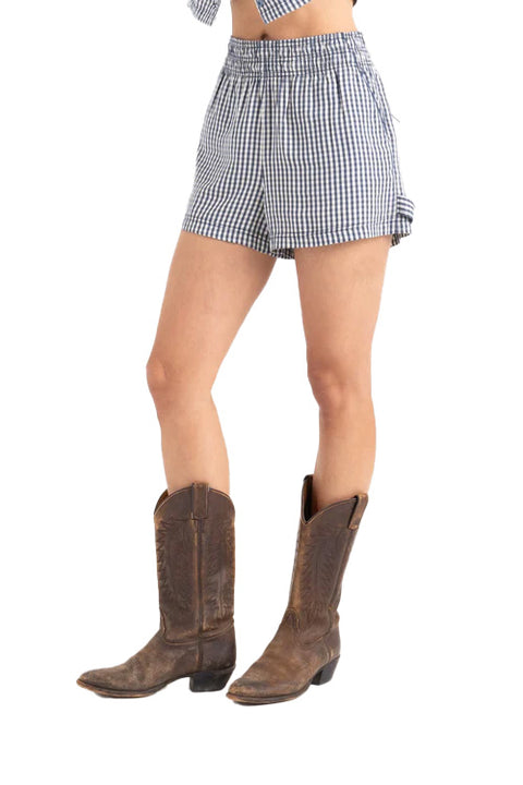Roark Paseo Short - Indigo- Close up on side